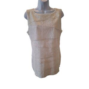 Verve Ami Women Top Large White Sleeveless Lace Tiered Casual Fairy Minimalist